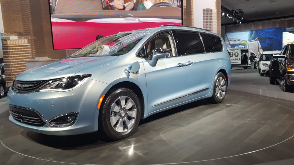 The Chrysler Pacifica model, the nation’s first ever plug-in hybrid electric minivan.